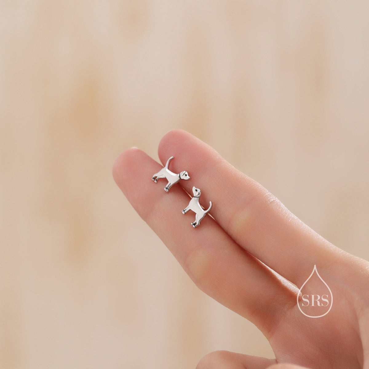 Cute Dog Stud Earrings in Sterling Silver, Puppy Earrings, Silver, Gold or Rose Gold, Nature Inspired Animal Earrings, Terrier, Jack Russell