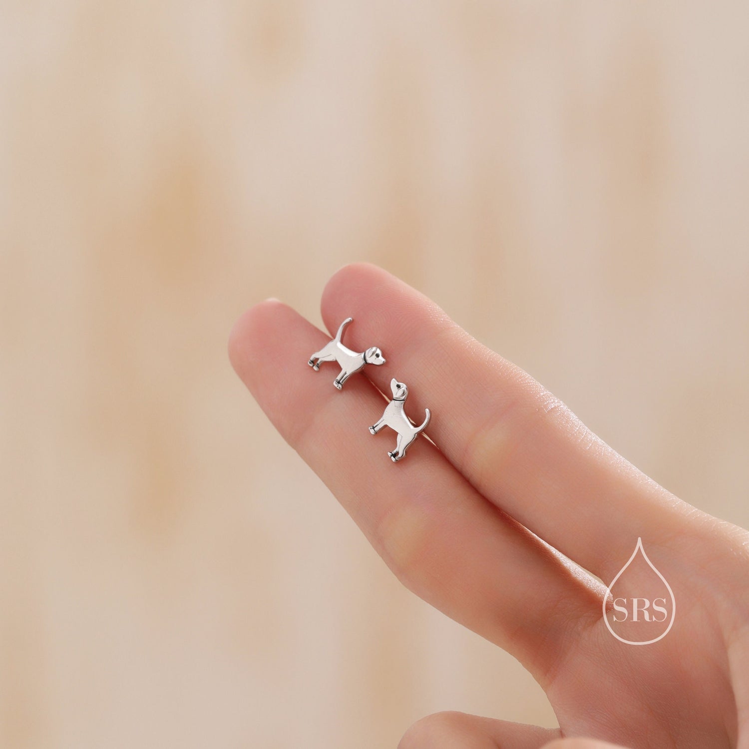 Cute Dog Stud Earrings in Sterling Silver, Puppy Earrings, Silver, Gold or Rose Gold, Nature Inspired Animal Earrings, Terrier, Jack Russell