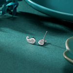 Paisley Pattern Stud Earrings in Sterling Silver, Silver or Gold, Small Stacking Earrings