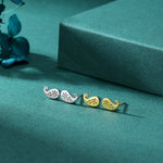 Paisley Pattern Stud Earrings in Sterling Silver, Silver or Gold, Small Stacking Earrings
