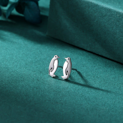 Penguin Stud Earrings in Sterling Silver, Bird Earrings, Penguin Earrings, Animal Earrings, Nature Inspired