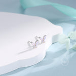 Sterling Silver Opal Pink CZ Butterfly Stud Earrings, Gold or Silver or Rose Gold, Marquise CZ Earrings, Butterfly Earrings