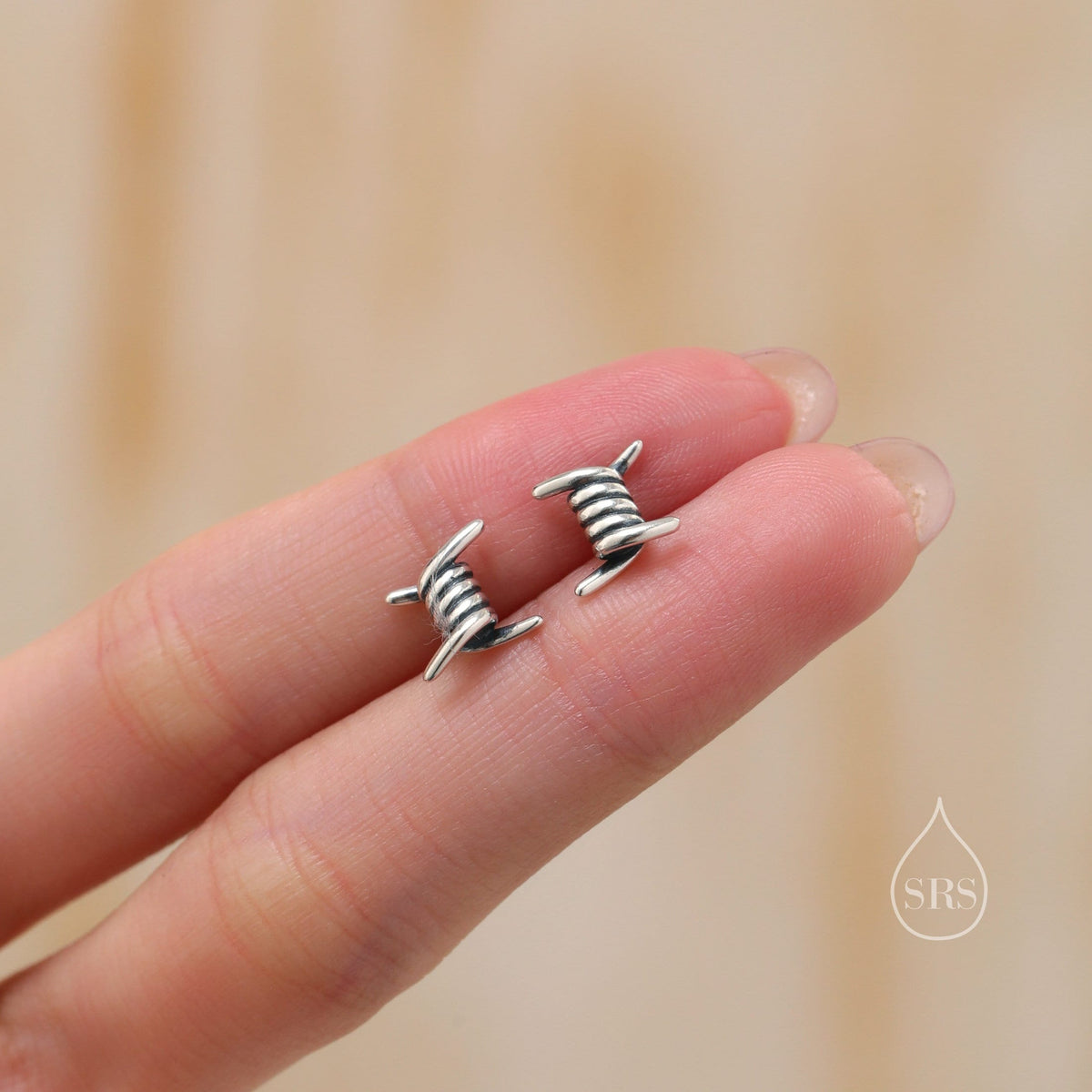 Barbed Wire Stud Earrings in Sterling Silver, Silver, Gold or Rose Gold, Barbed Wire Earrings,