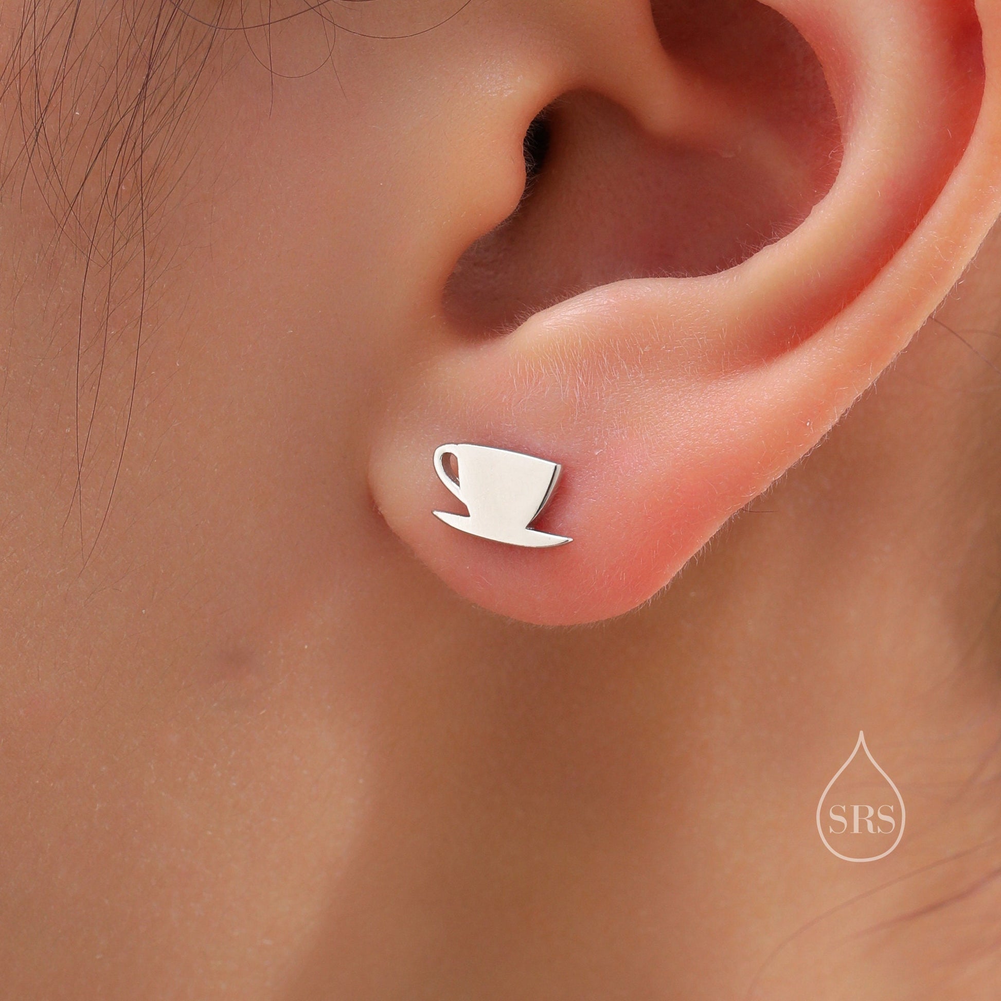 Mismatched Teapot and Tea Stud Earrings in Sterling Silver, Silver or Gold or Rose Gold, Asymmetric Teacup Earrings,