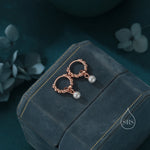 Tiny Mother of Pearl Pebble Huggie Hoop Earrings in Sterling Silver, Simple Pearl Dotted Dangle Earrings, Silver or Gold or Rose Gold, Bead