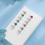 Sterling Silver Family Birthstone Charms, Birthstone Silver Charms, Round CZ Birthstone Charms for Necklaces