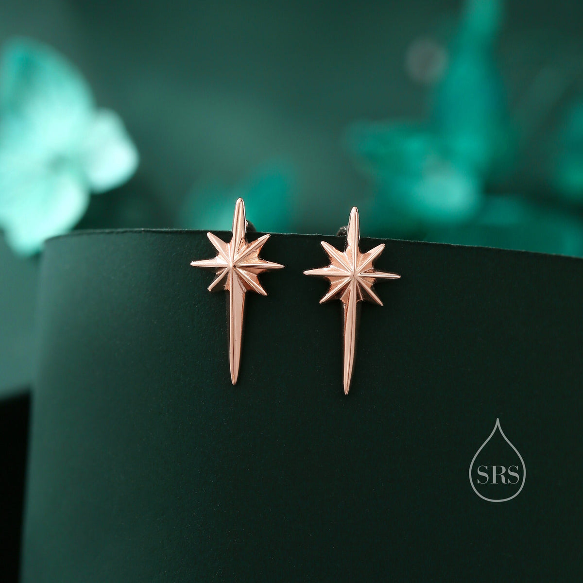 Starburst Ear Crawler Earrings in Sterling Silver - Star Crawler Earrings - Silver or Gold or Rose Gold - North Star Ear Climbers Earrings