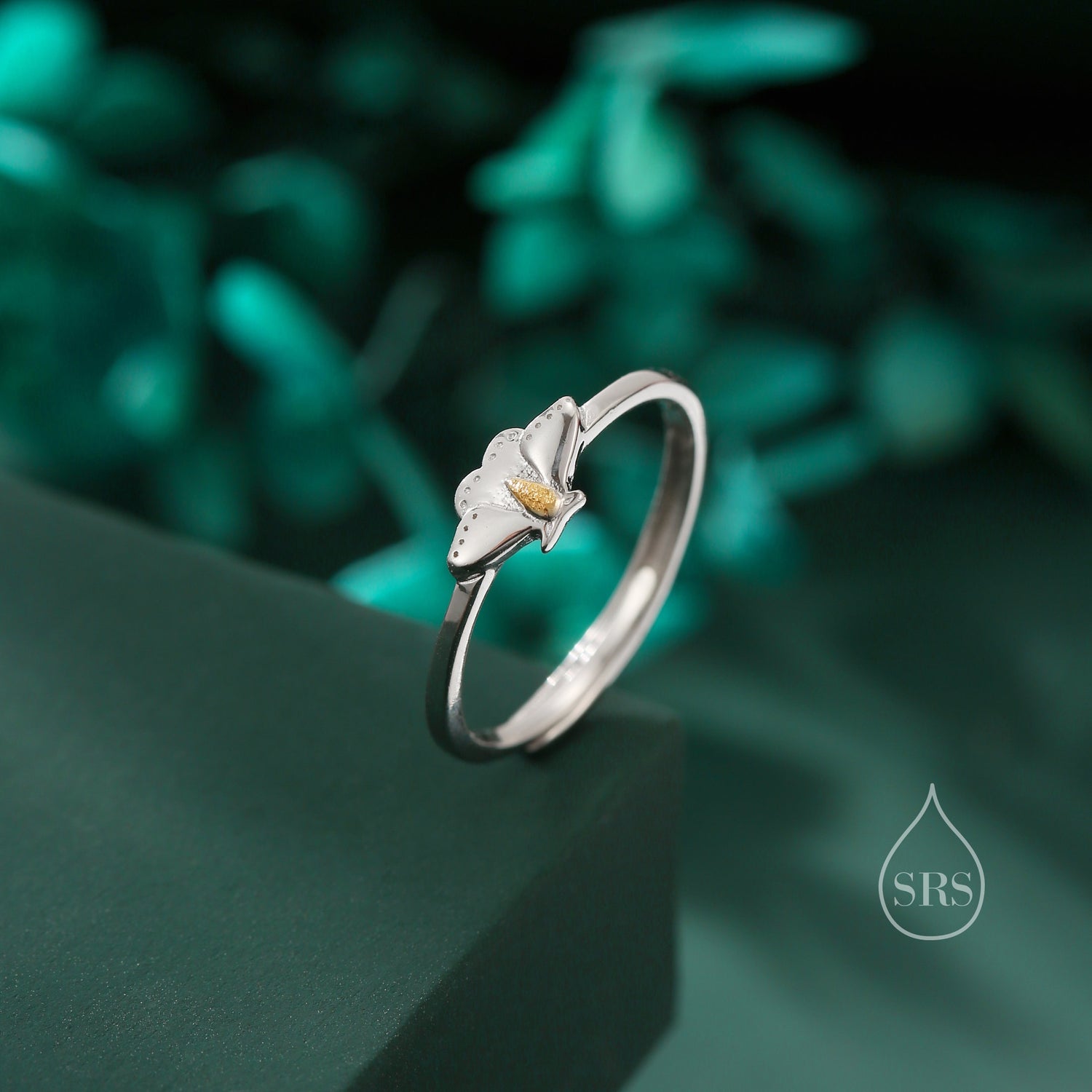 Sterling Silver Moth Ring, Adjustable Size, Moth Insect ring, Moth Ring, Luna Moth Ring, Butterfly Ring