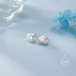 Keshi Pearls Stud Earrings in Sterling Silver, Baroque Pearl Earrings, Genuine Freshwater Pearls Earrings, Simple and Minimalist,