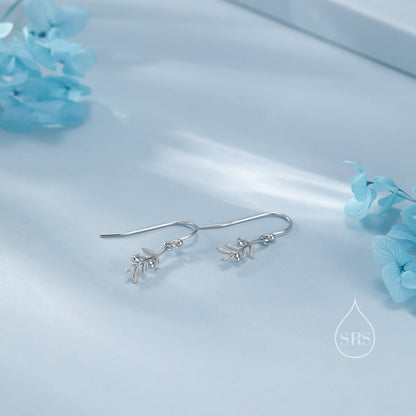 Olive Leaf Dangle Earrings in Sterling Silver, Silver, Olive Branch Earrings, Nature Inspired Leaf Earrings