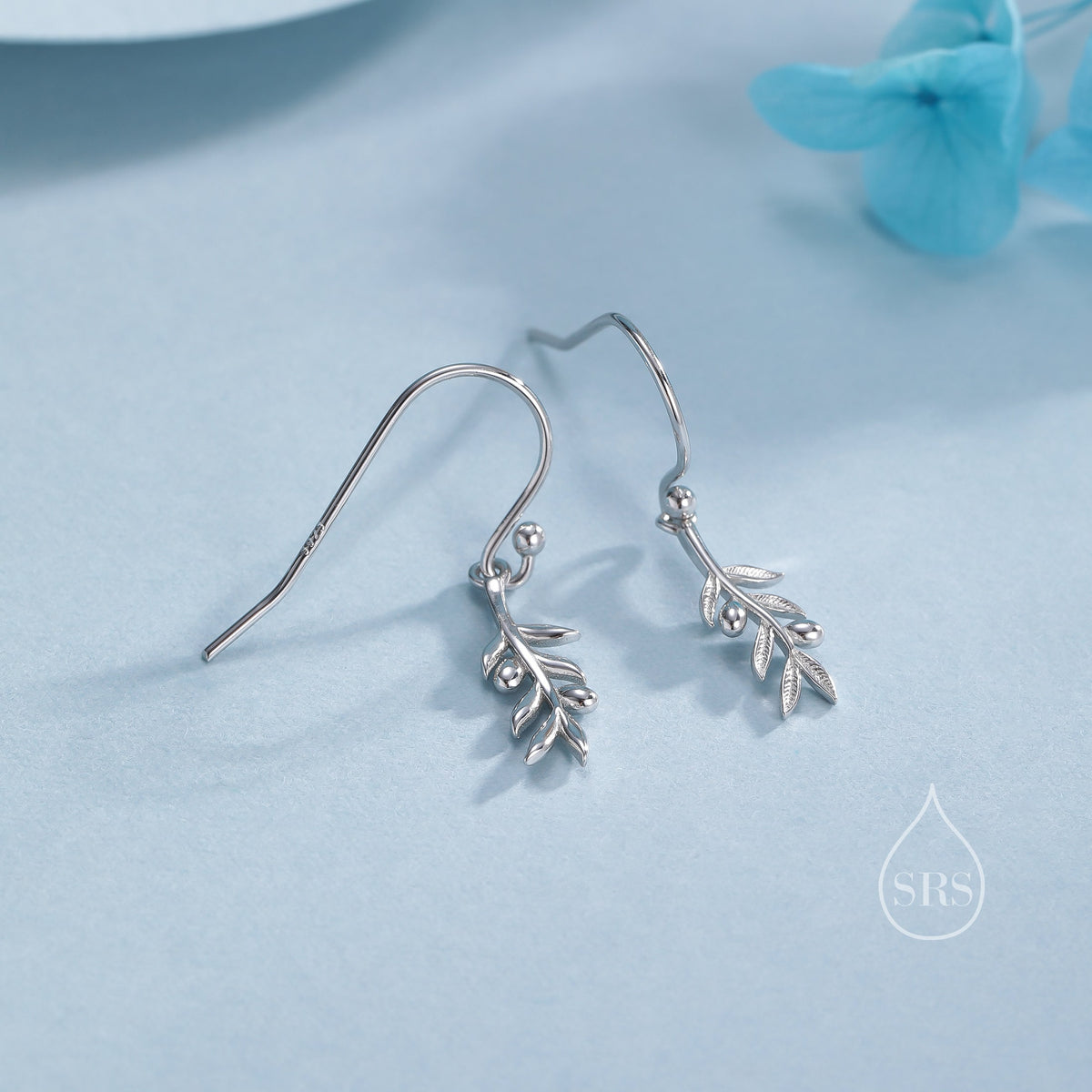 Olive Leaf Dangle Earrings in Sterling Silver, Silver, Olive Branch Earrings, Nature Inspired Leaf Earrings