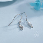 Olive Leaf Dangle Earrings in Sterling Silver, Silver, Olive Branch Earrings, Nature Inspired Leaf Earrings