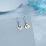 Thistle Flower Drop Hook Earrings in Sterling Silver - Scottish Flower Blossom Stud Earrings - Cute, Fun, Whimsical