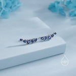 Sapphire Blue Droplet CZ Cluster Crawler Earrings in Sterling Silver, Silver or Gold, Pear CZ Cluster Crawler, Cluster Earrings
