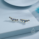 Sapphire Blue Droplet CZ Cluster Crawler Earrings in Sterling Silver, Silver or Gold, Pear CZ Cluster Crawler, Cluster Earrings