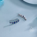 Sapphire Blue Droplet CZ Cluster Crawler Earrings in Sterling Silver, Silver or Gold, Pear CZ Cluster Crawler, Cluster Earrings