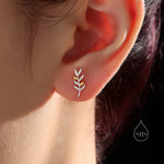 Sterling Silver Olive Branch 18G Screw Back Earrings