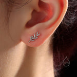 Olive Leaf Stud Earrings in Sterling Silver, Silver, Olive Branch Earrings, Nature Inspired Leaf Earrings