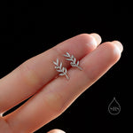 Olive Leaf Stud Earrings in Sterling Silver, Silver, Olive Branch Earrings, Nature Inspired Leaf Earrings