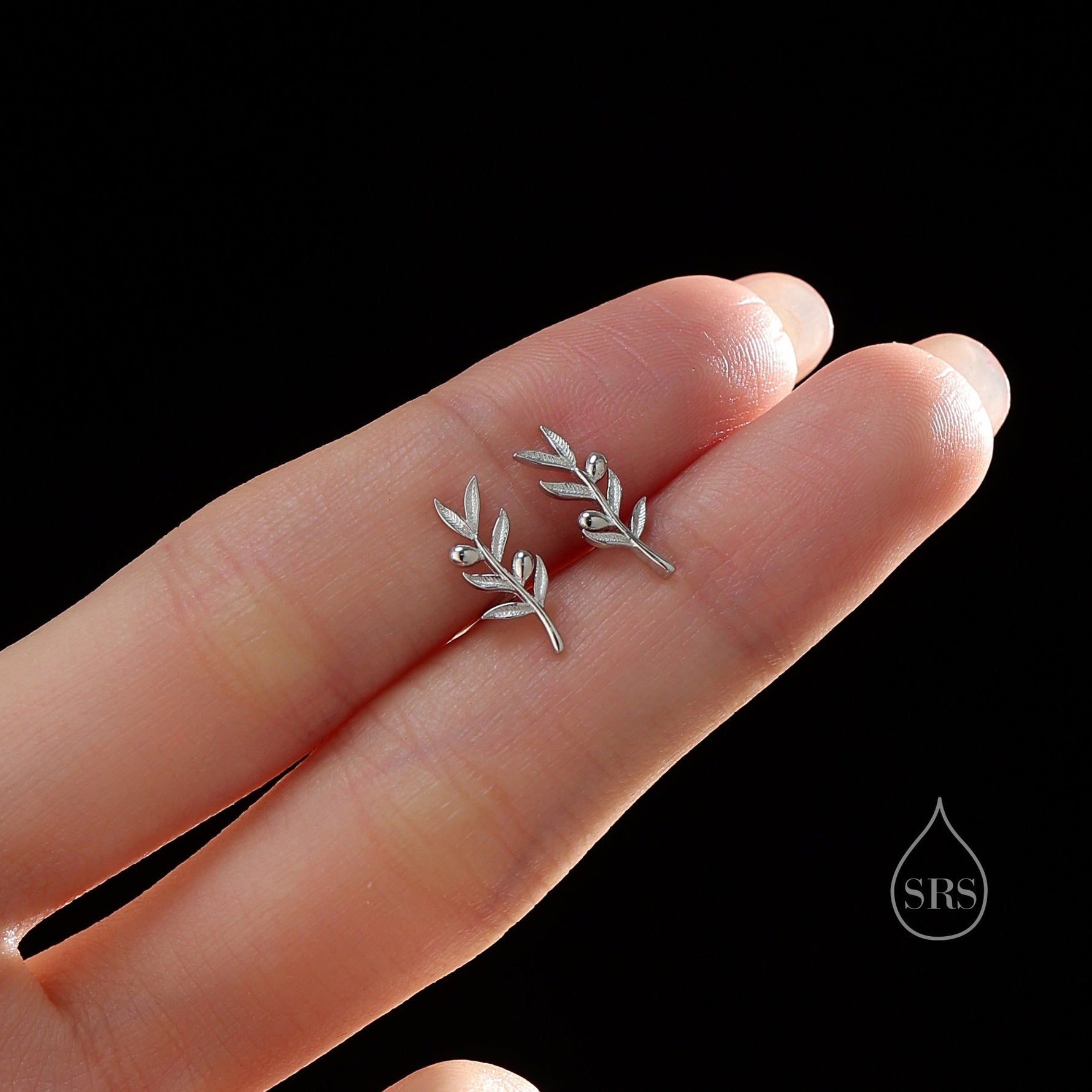 Olive Leaf Stud Earrings in Sterling Silver, Silver, Olive Branch Earrings, Nature Inspired Leaf Earrings