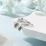 Very Tiny Rhombus Olive Green CZ Huggie Hoop in Sterling Silver, Silver or Gold, Minimalist Simple Kite Shape CZ Hoop Earrings