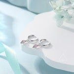 Very Tiny Rhombus Tourmaline Pink CZ Huggie Hoop in Sterling Silver, Silver or Gold, Minimalist Simple Kite Shape CZ Hoop Earrings