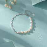 Sterling Silver Freshwater Pearl and Paperclip Beaded Bracelet, Silver or Gold, Genuine Pearls, Natural Pearl Bracelet, Ivory Oval Pearls
