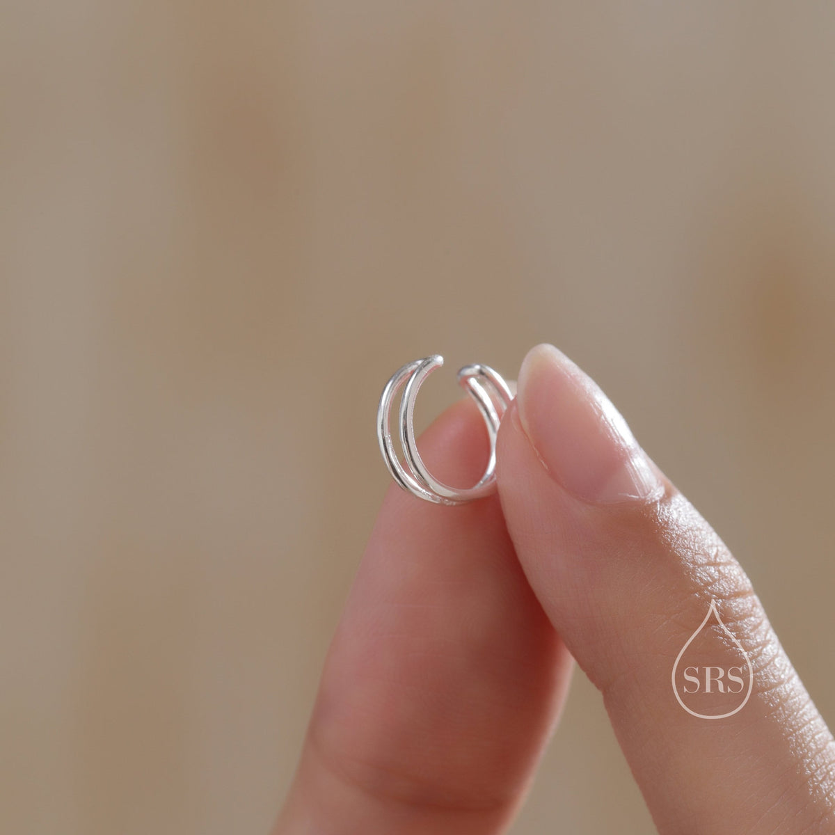 Minimalist Sterling Silver Ear Cuff, Double Bar Ear Cuff, Simple and Minimalist