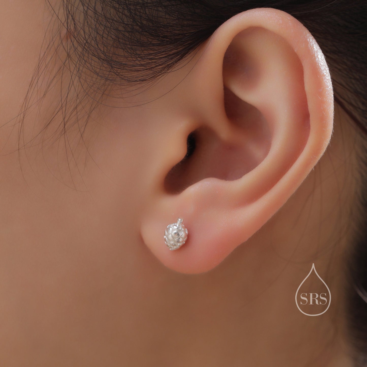 Mismatched Pine Cone and Squirrel Stud Earrings in Sterling Silver, Silver or Gold Finish, Tiny Asymmetric Squirrel and Pinecone Earrings