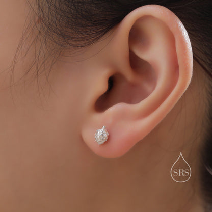 Mismatched Pine Cone and Squirrel Stud Earrings in Sterling Silver, Silver or Gold Finish, Tiny Asymmetric Squirrel and Pinecone Earrings