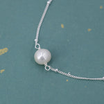 Sterling Silver Natural Pearl Bracelet with a Satellite Chain, Single Genuine Pearl Bracelet, Freshwater Pearl Bracelet, Silver or Gold