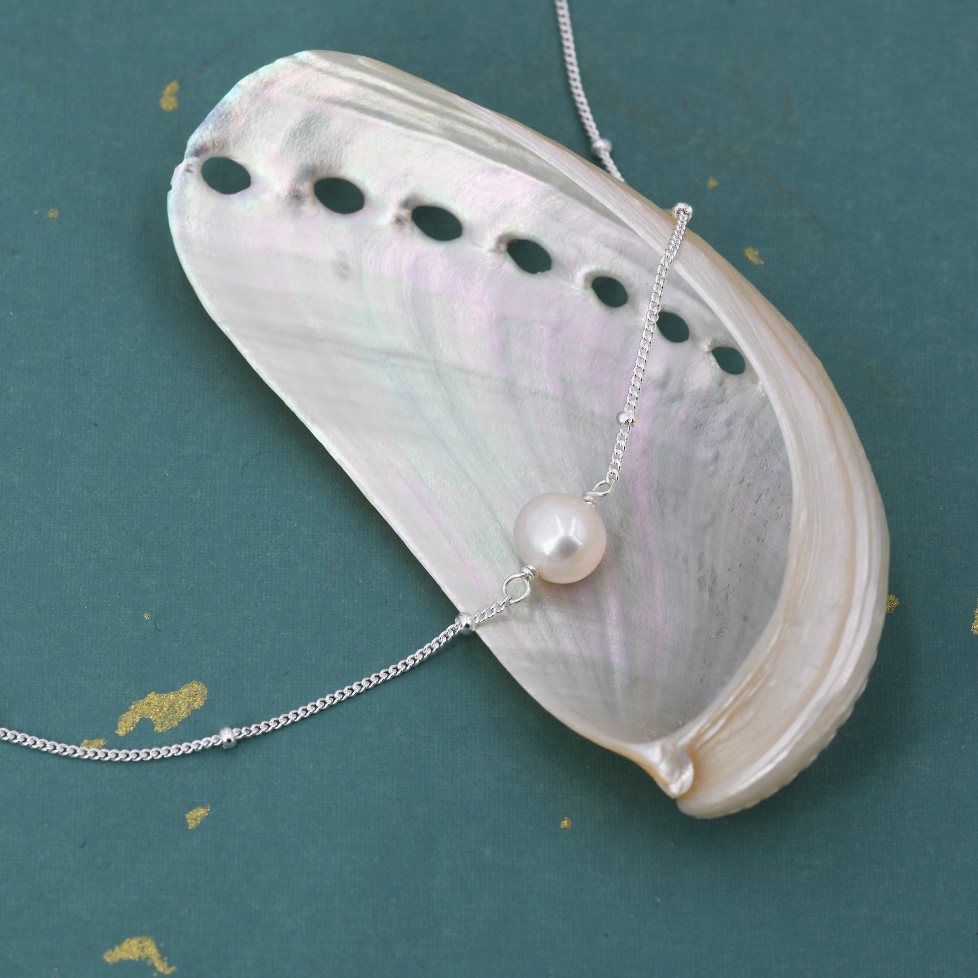 Sterling Silver Natural Pearl Bracelet with a Satellite Chain, Single Genuine Pearl Bracelet, Freshwater Pearl Bracelet, Silver or Gold