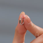 Tiny Rhombus Olive Green CZ Huggie Hoop in Sterling Silver, Silver or Gold, Minimalist Simple Kite Shape CZ Hoop Earrings