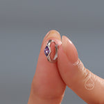 Tiny Rhombus Amethyst Purple CZ Huggie Hoop in Sterling Silver, Silver or Gold, Minimalist Simple Kite Shape CZ Hoop Earrings