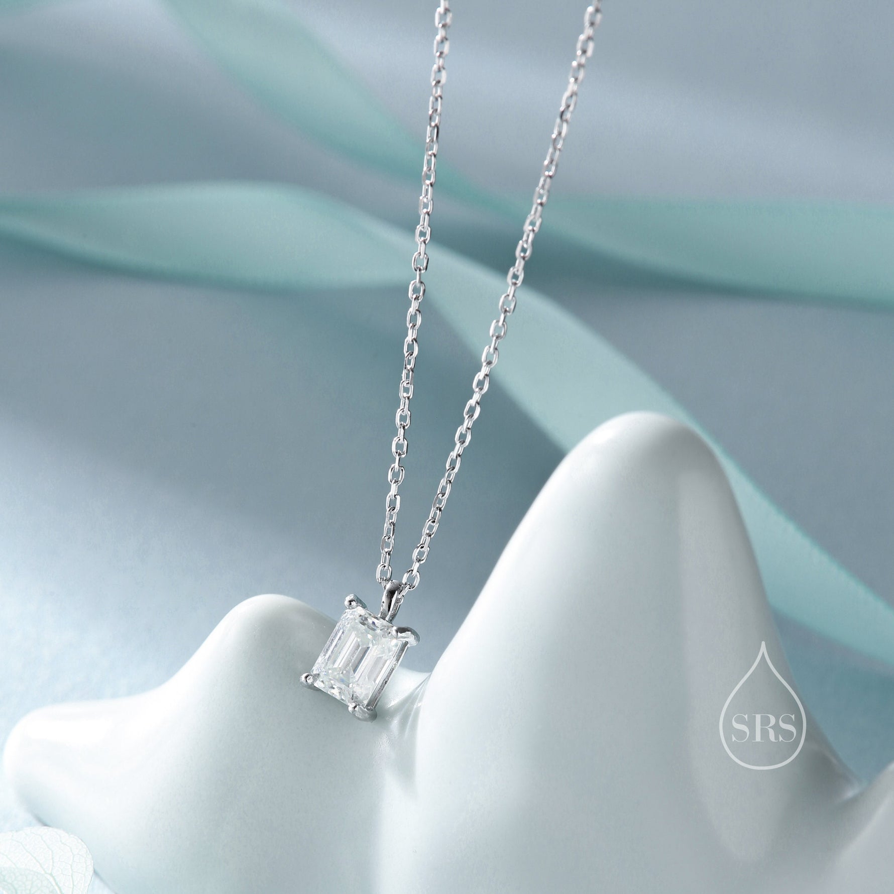 Emerald Cut 1ct Moissanite Pendant Necklace