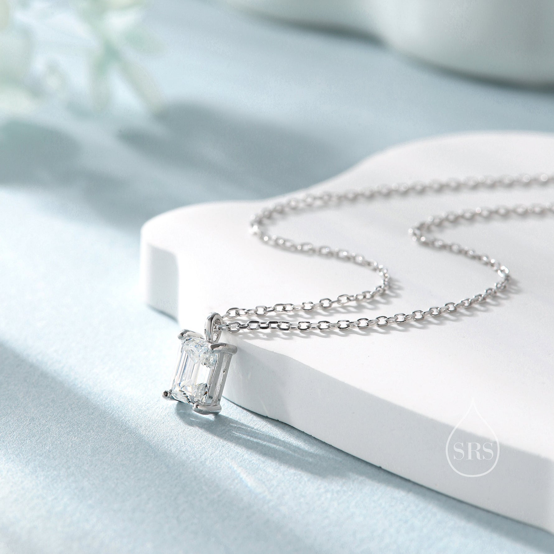 Emerald Cut 1ct Moissanite Pendant Necklace