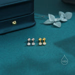Brilliant Cut 3mm Six Prong CZ 18G Screw Back Earrings in Sterling Silver