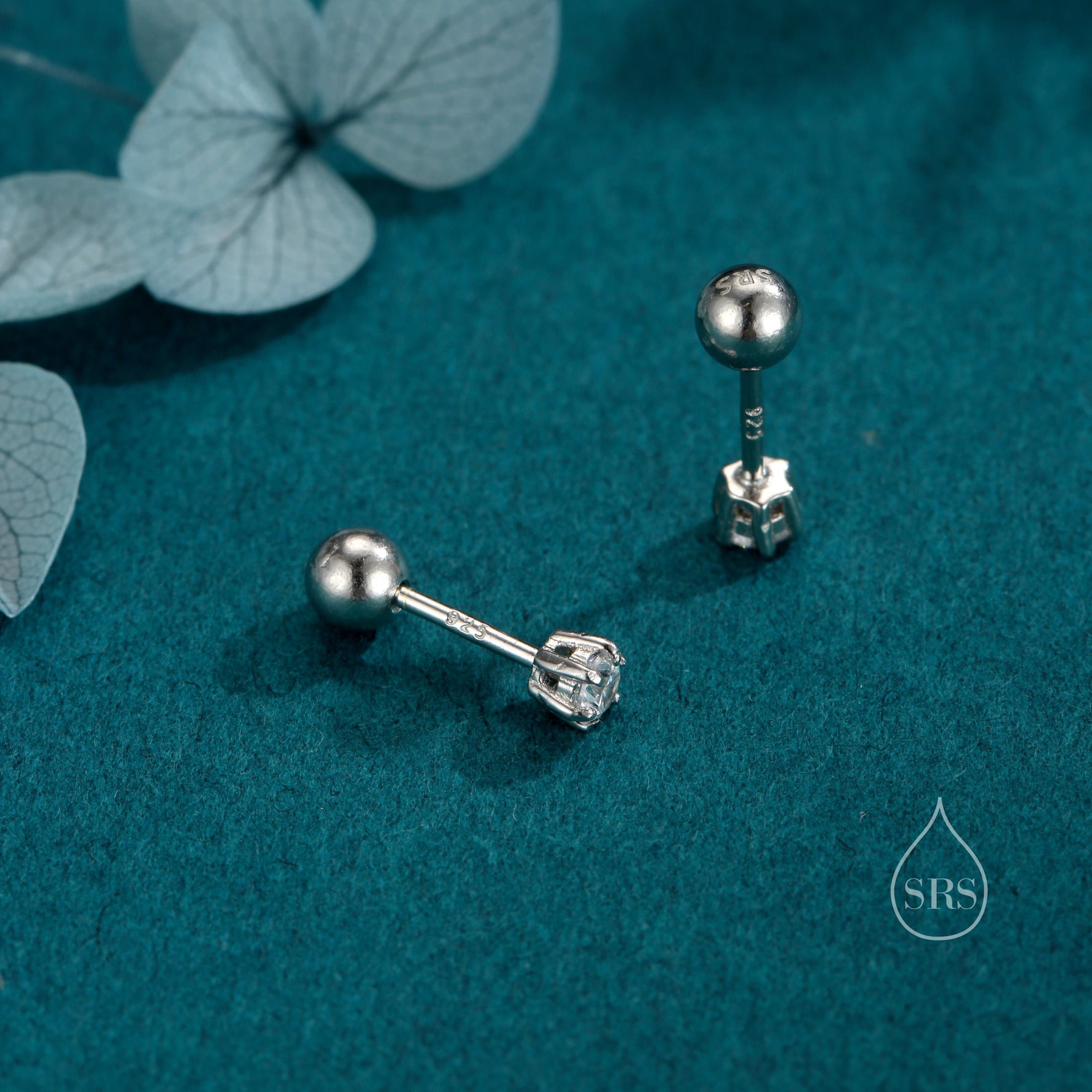 Brilliant Cut 3mm Six Prong CZ 18G Screw Back Earrings in Sterling Silver