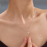 CZ Starburst Double Layer Necklace with Satellite Chain