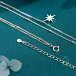 CZ Starburst Double Layer Necklace with Satellite Chain