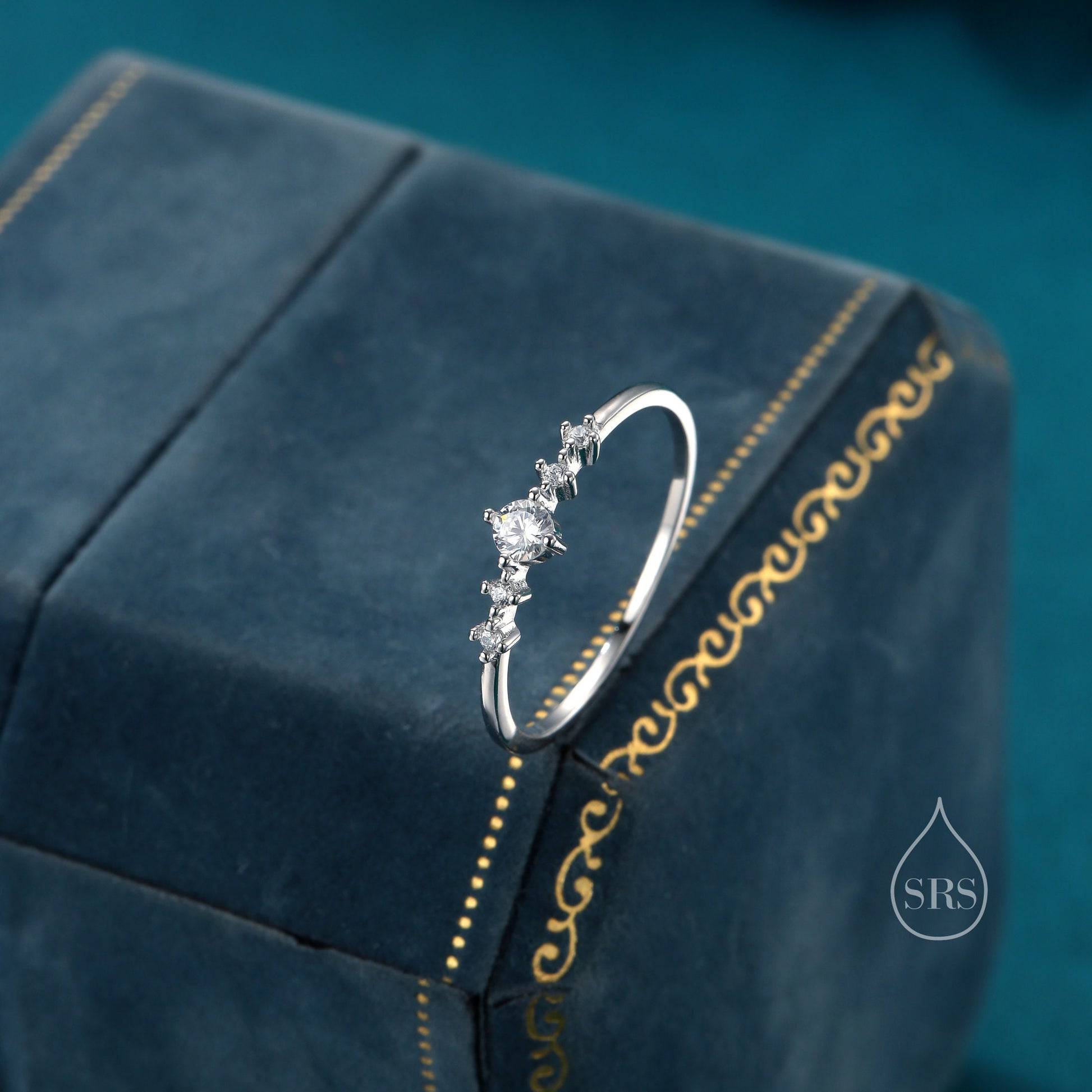 CZ Ring in Sterling Silver, Silver or Gold, Delicate Diamond Ring Ring, Size US 5 - 8