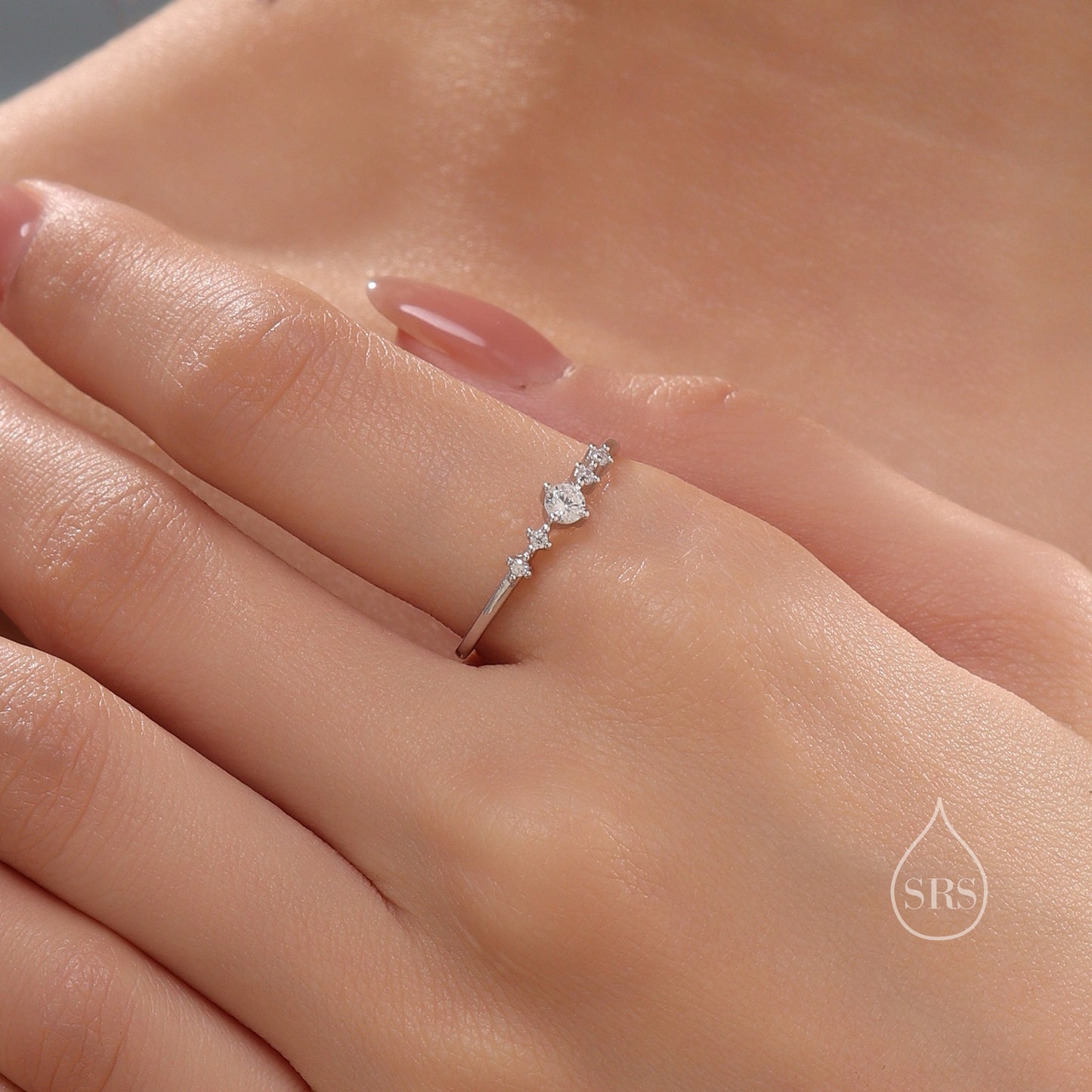 CZ Ring in Sterling Silver, Silver or Gold, Delicate Diamond Ring Ring, Size US 5 - 8