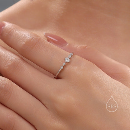 CZ Ring in Sterling Silver, Silver or Gold, Delicate Diamond Ring Ring, Size US 5 - 8