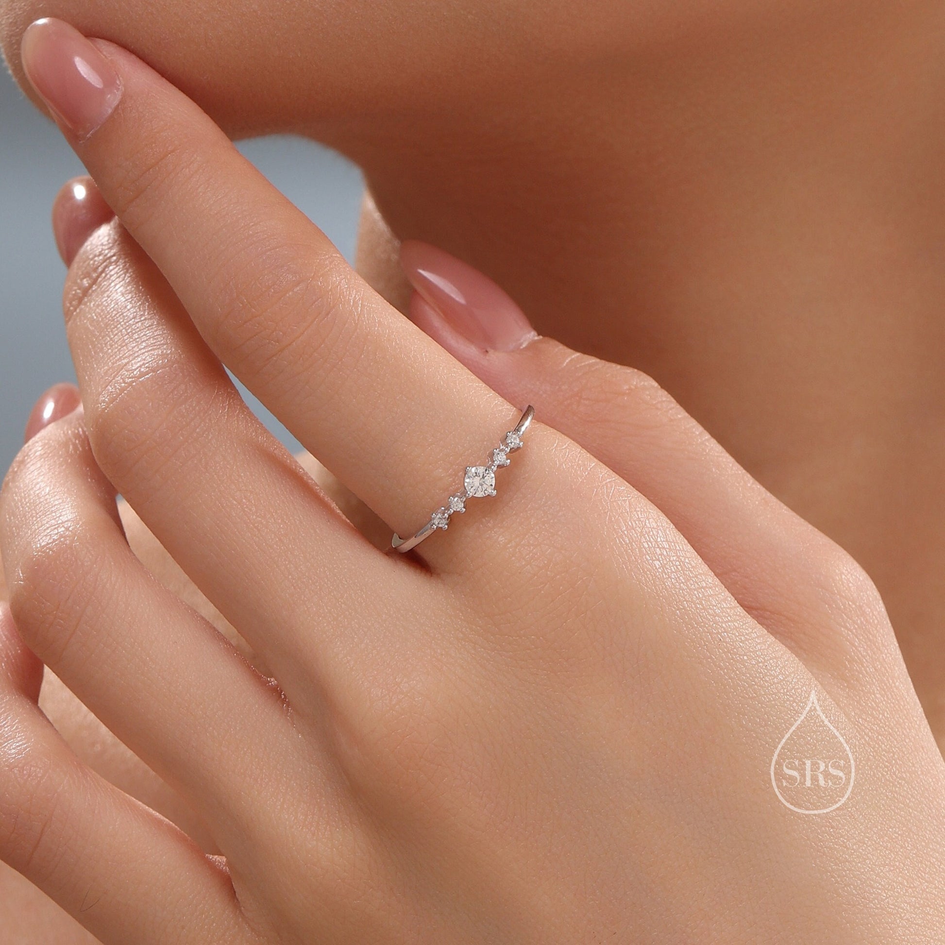 CZ Ring in Sterling Silver, Silver or Gold, Delicate Diamond Ring Ring, Size US 5 - 8