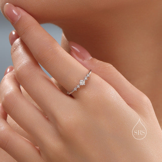 CZ Ring in Sterling Silver, Silver or Gold, Delicate Diamond Ring Ring, Size US 5 - 8