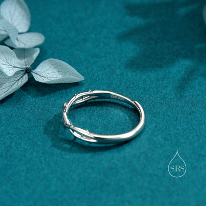 Intertwining Thorn Ring in Sterling Silver, Adjustable Size, Rose Thorn Ring, Silver Thorn Ring