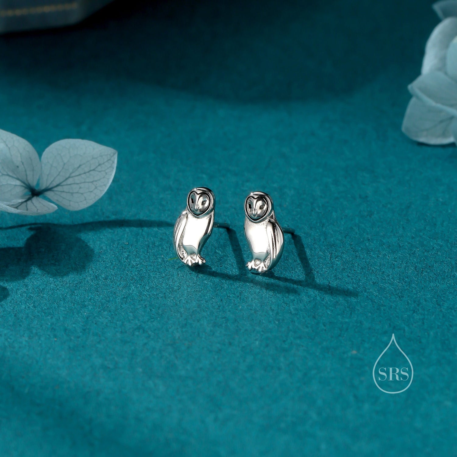 Barn Owl Stud Earrings in Sterling Silver, Gold and Rose Gold. Owl Bird Earrings, Nature Inspired Animal Earrings