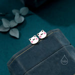 Cute Frog Head Stud Earrings in Sterling Silver, Kawaii Frog Earrings, Forest Frog Nature Inspired