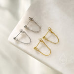 Ball Chain Earrings in Sterling Silver, Silver or Gold, Tiny Ear Jacket, Dainty Jewellery