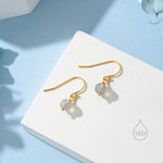 Genuine Labradorite Drop Hook Earrings in Sterling Silver, Silver or Gold, 6mm Labradorite Ball Earrings